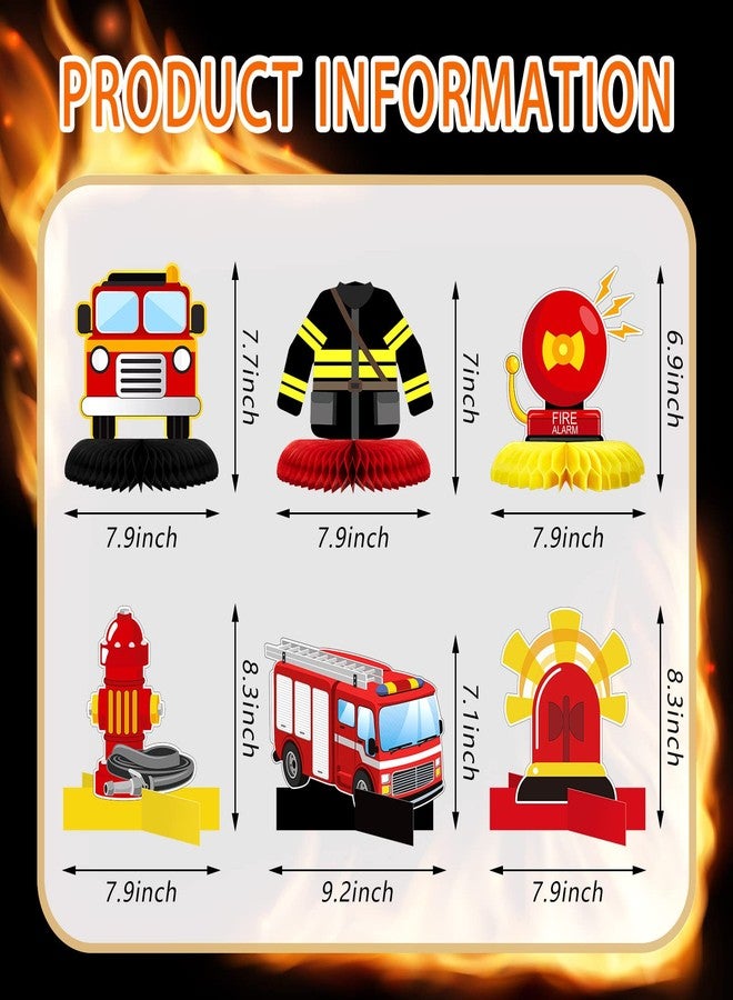 Epakh 10 Pcs Firetruck Birthday Party Decorations Fire Truck Themed Table Supplies Firetruck Honeycomb Centerpieces Fire Truck Plates Firefighter Hat Extinguisher Fireman Party Favor Supplies for Kids - Image 2